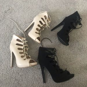 Fashion Nova Lace Up Booties/Heels Size 6.5 AND 7